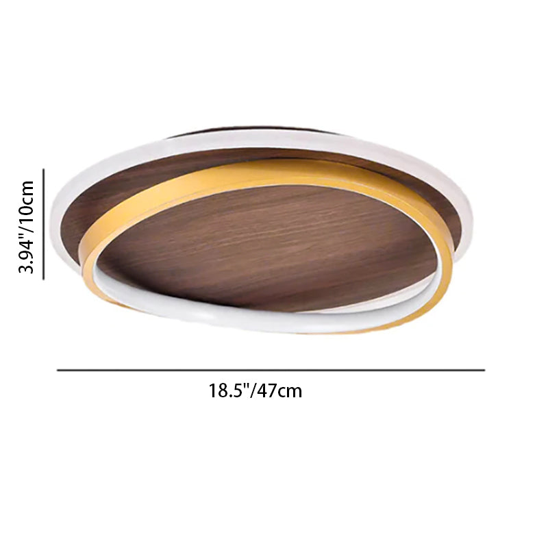Nordic Minimalist Walnut Grain LED Flush Mount Ceiling Light