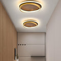 Nordic Minimalist Walnut Grain LED Flush Mount Ceiling Light