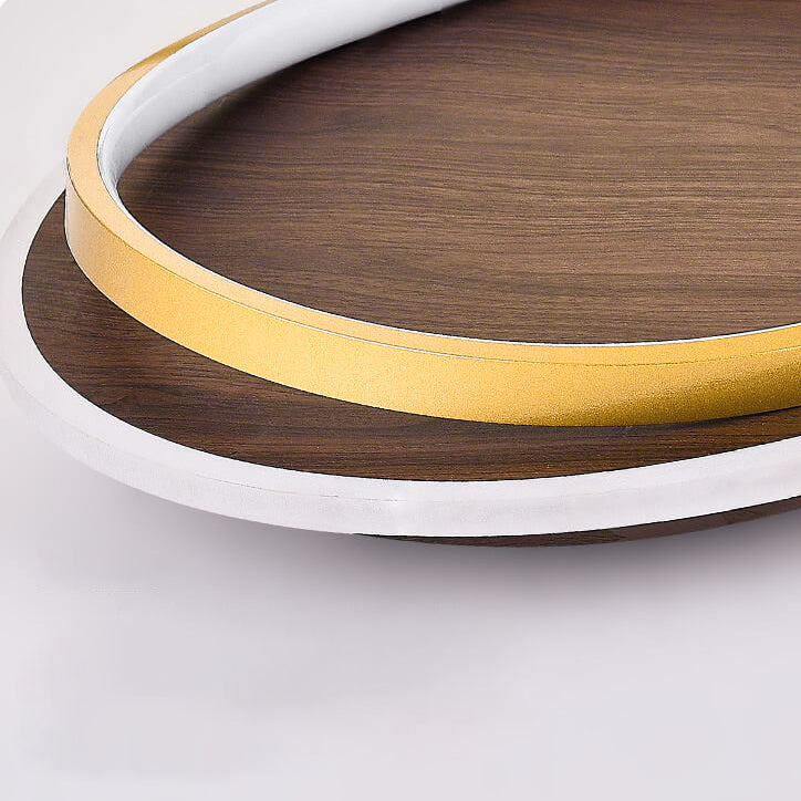 Nordic Minimalist Circular Walnut Grain LED Flush Mount Light