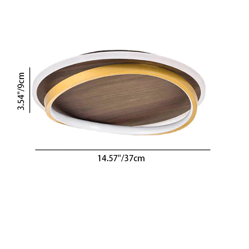 Nordic Minimalist Walnut Grain LED Flush Mount Ceiling Light