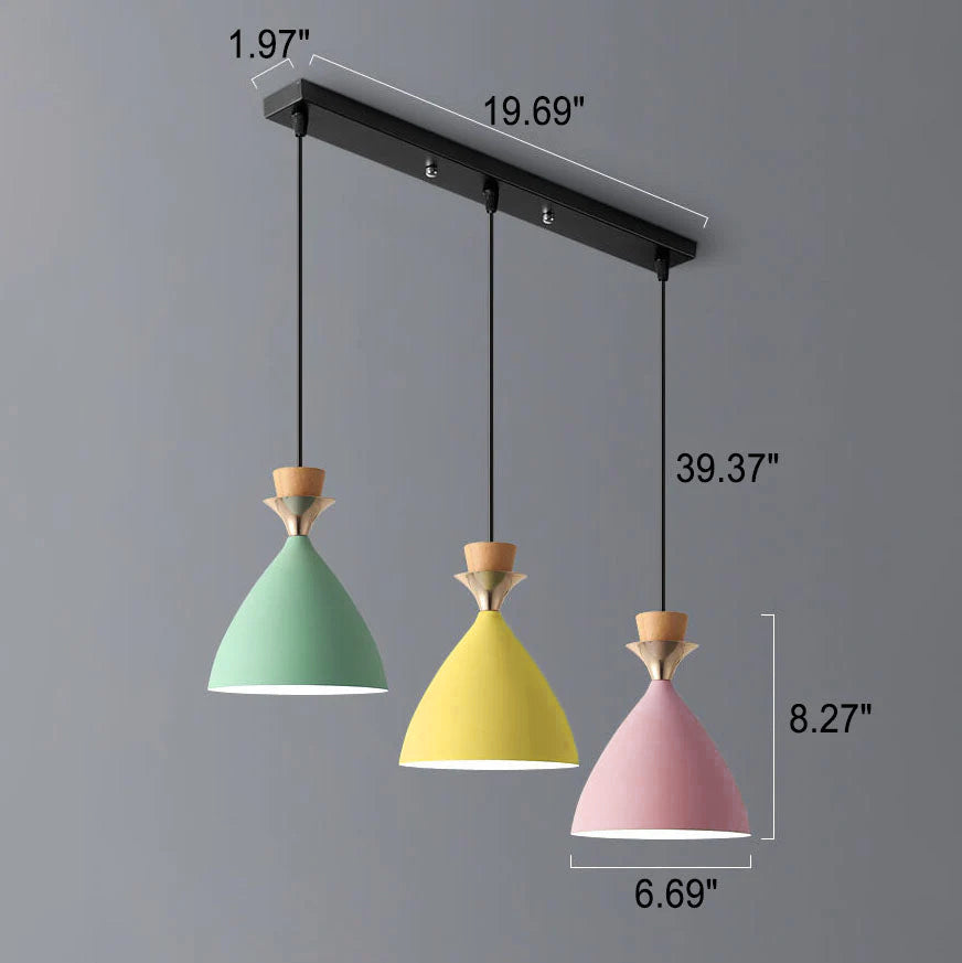 Nordic Macaron Iron Cone Chandelier - 1/3 Light Pendant Light