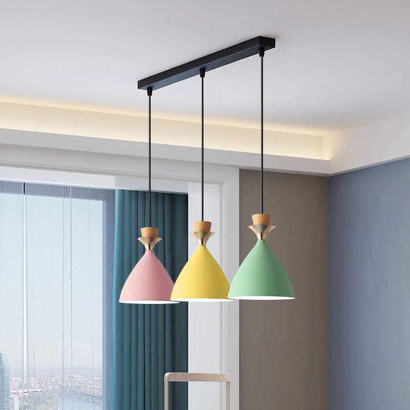 Nordic Macaron Iron Cone Chandelier - 1/3 Light Pendant Light