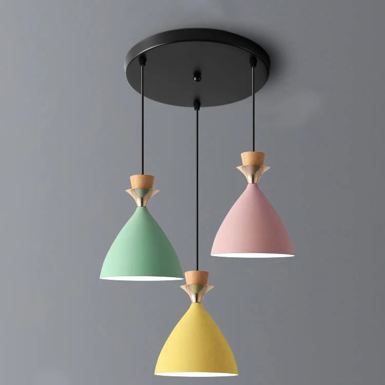 Nordic Macaron Iron Cone Chandelier - 1/3 Light Pendant Light
