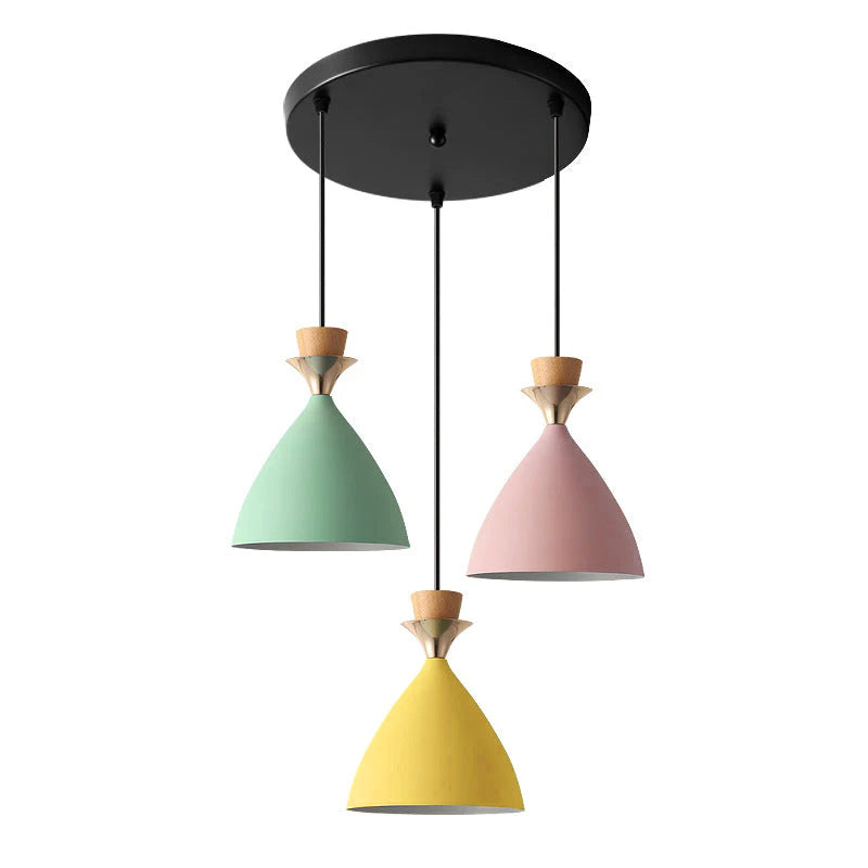Nordic Macaron Iron Cone Chandelier - 1/3 Light Pendant Light