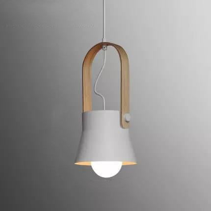 Modern Nordic Dome Wood Pendant Light with Carrying Handle