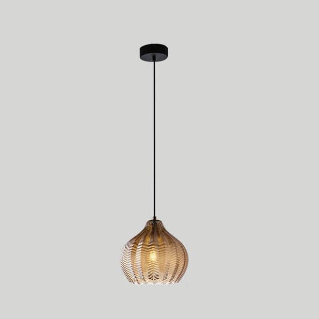 Nordic Textured Wavy Glass Pendant Light - 1-Light Barrel Fixture