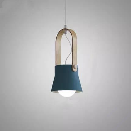 Modern Nordic Dome Wood Pendant Light with Carrying Handle