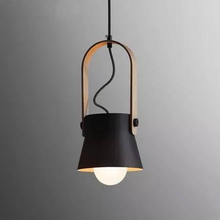 Modern Nordic Dome Wood Pendant Light with Carrying Handle