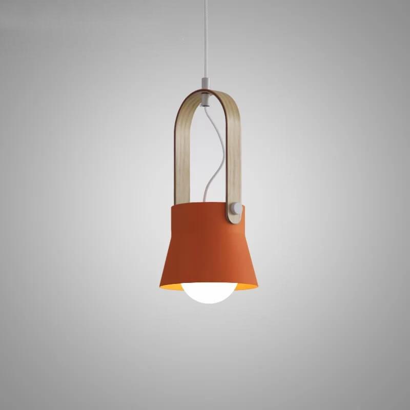 Modern Nordic Dome Wood Pendant Light with Carrying Handle