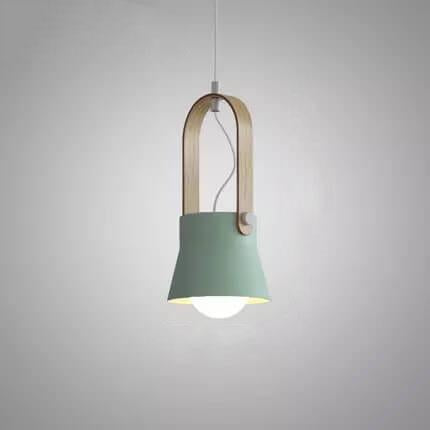 Modern Nordic Dome Wood Pendant Light with Carrying Handle