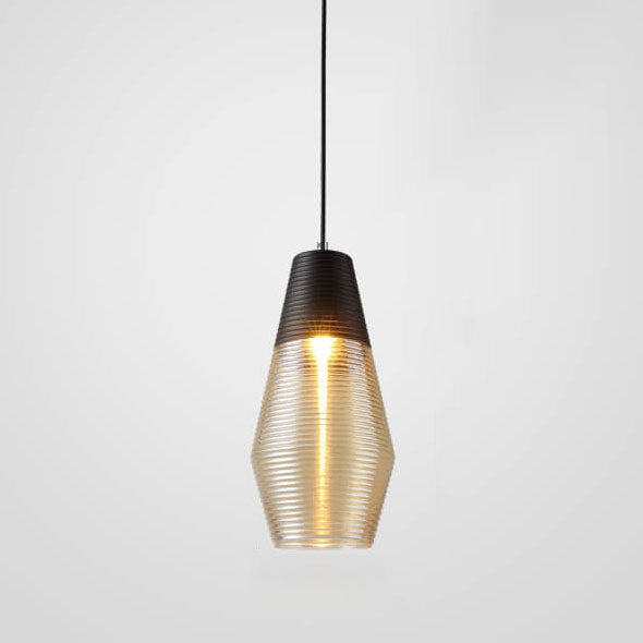 Modern Ribbed Glass Pendant Light - 1 Light Fixture for Contemporary Spaces, Stylish Lighting, Home Decor, Kitchen, Dining Room, Industrial Design