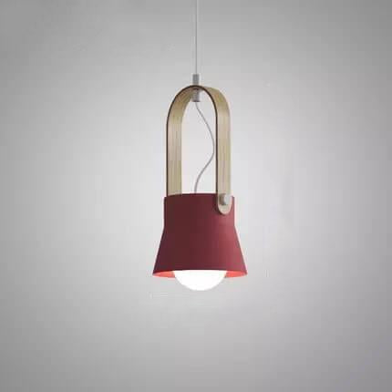 Modern Nordic Dome Wood Pendant Light with Carrying Handle