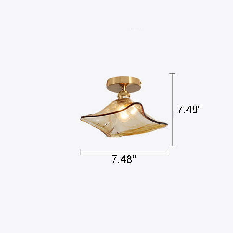 Modern Japanese Amber Glass Flush Mount Light - Multi-Style 1-Light Ceiling Fixture for Home Decor