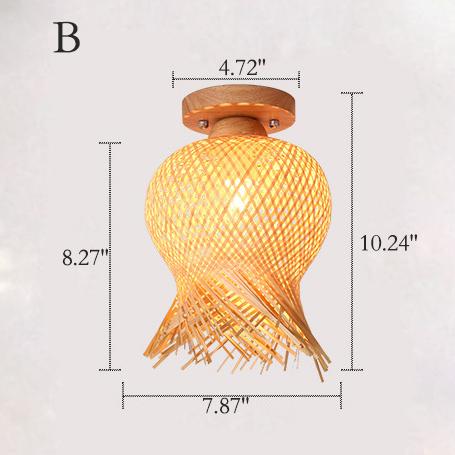 Modern Minimalist Bamboo Weaving Ceiling Lamp - Flush Mount Light Fixture