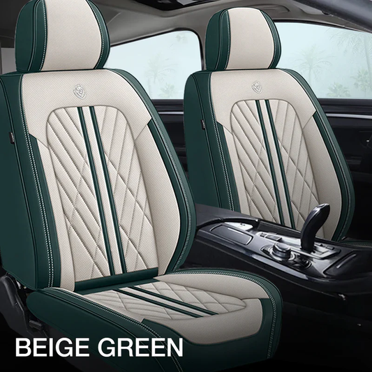 2 pack-Beige & Green Car Seat Covers Adaptive Fit - Stylish Fabric Protection for Vehicles