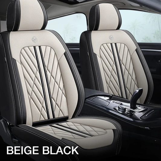 2 pack-Beige & Black Classic Car Seat Covers Adaptive Fit- Premium Fabric, Modern Style