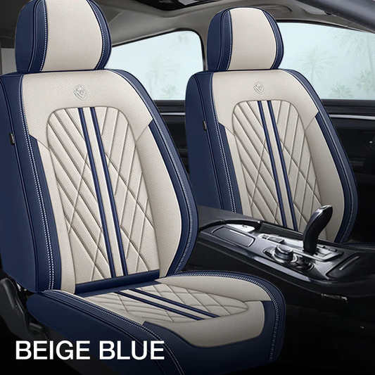 2 pack-Beige & Blue Classic Car Seat Covers Adaptive Fit- Durable Fabric, Stylish Design