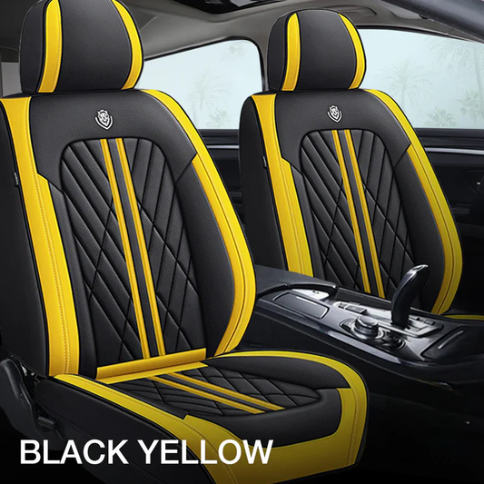 2 pack-Stylish Black & Yellow Classic Car Seat Covers Adaptive Fit- Durable Fabric Protection