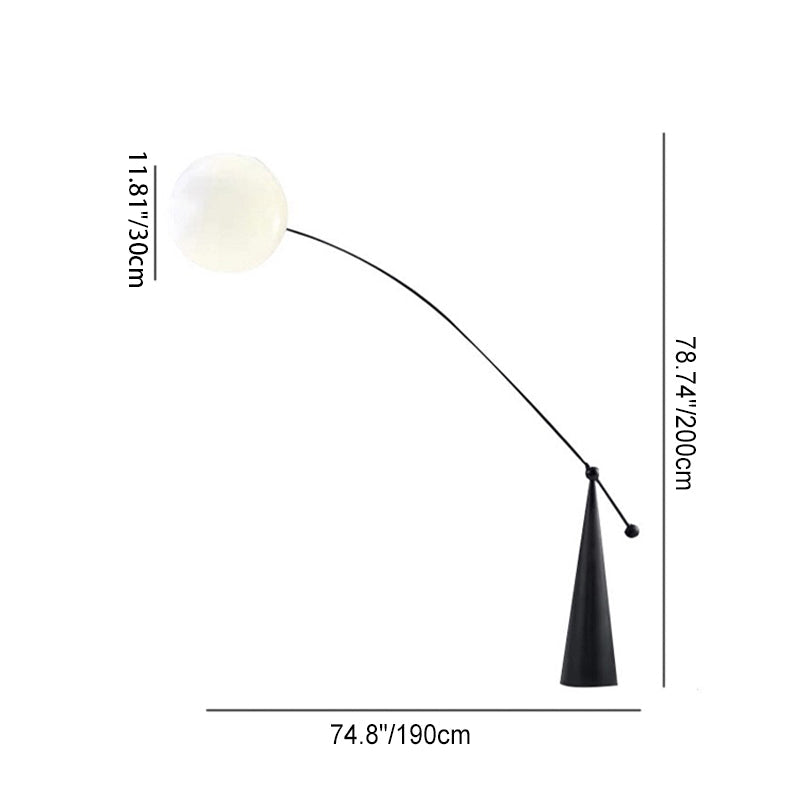 Contemporary Tapered Base Fishing Rod Floor Lamp - 1-Light Iron & Glass Design for Living Room