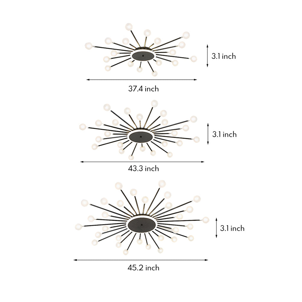 Glass Flush Mount Light - Minimalist Sputnik Luxury Ceiling Fixture