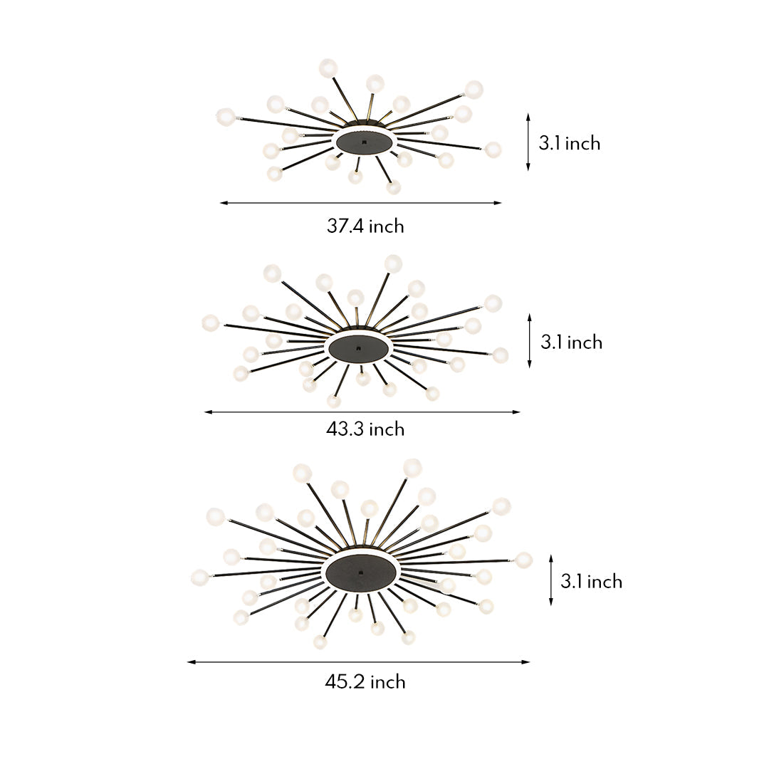 Glass Flush Mount Light - Minimalist Sputnik Luxury Ceiling Fixture