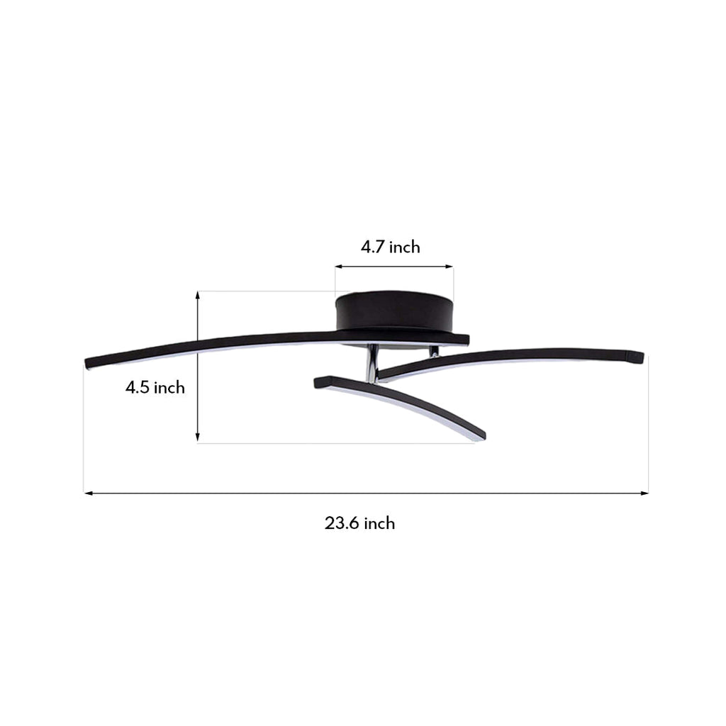 Modern Three-Arc Rotating Semi Flush Mount Ceiling Light