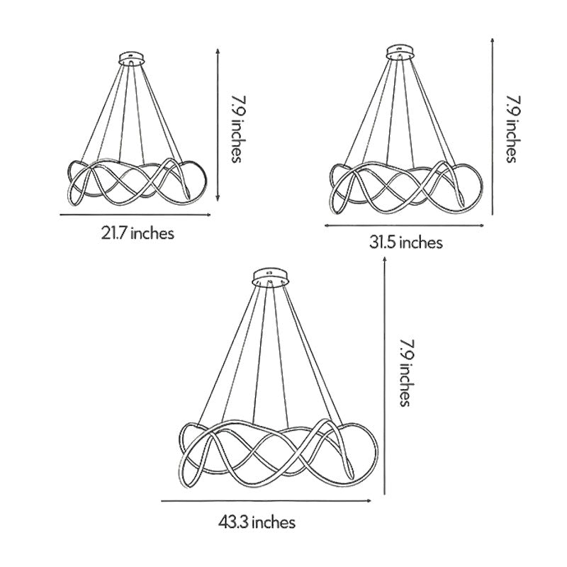 Modern Gold Geometric LED Chandelier - Dimmable Aluminum Design