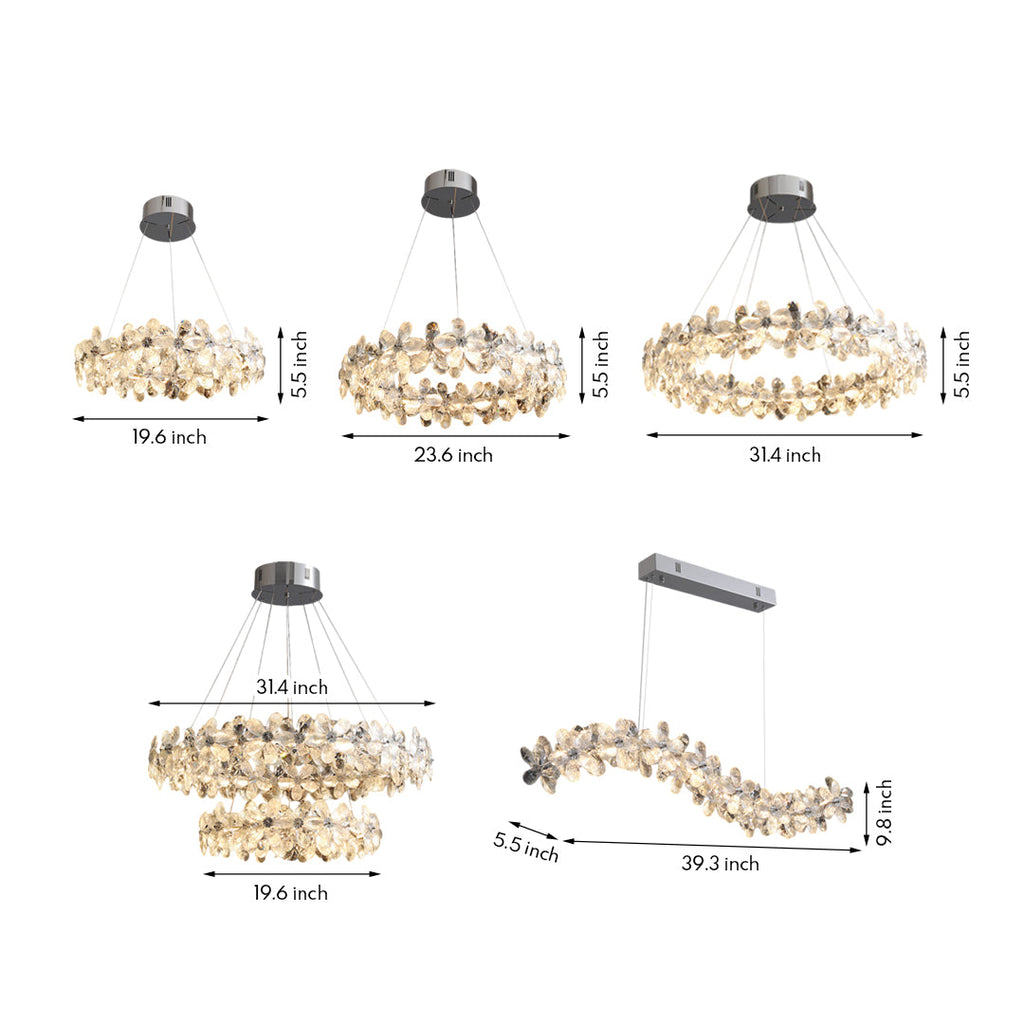 French Flower Crystal Chandelier - Elegant Dining Room Light Fixture