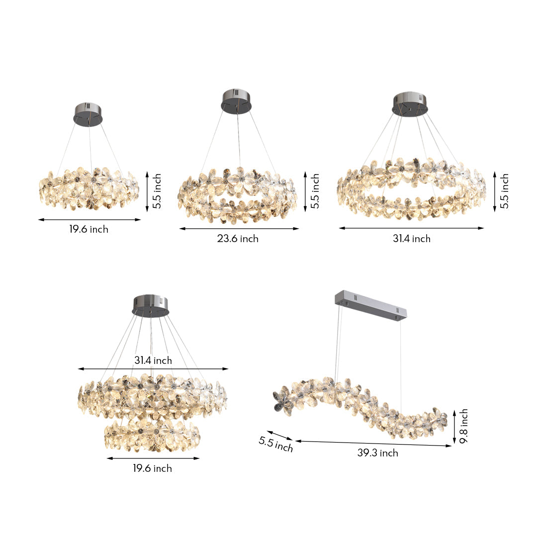 French Flower Crystal Chandelier - Elegant Dining Room Light Fixture