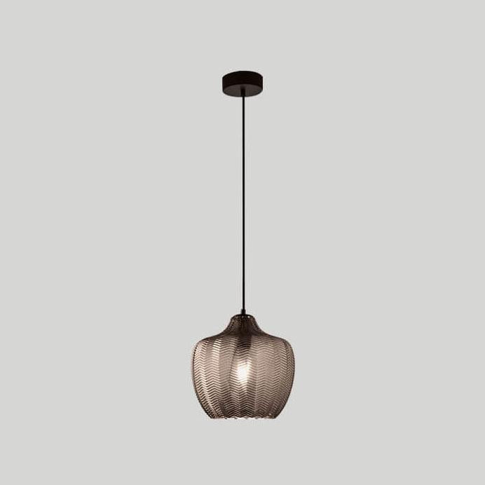 Nordic Textured Wavy Glass Pendant Light - 1-Light Barrel Fixture