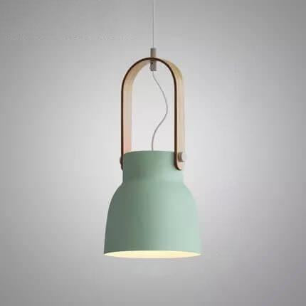 Modern Nordic Dome Wood Pendant Light with Carrying Handle