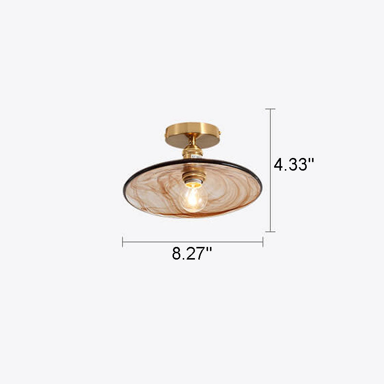 Modern Japanese Amber Glass Flush Mount Light - Multi-Style 1-Light Ceiling Fixture for Home Decor