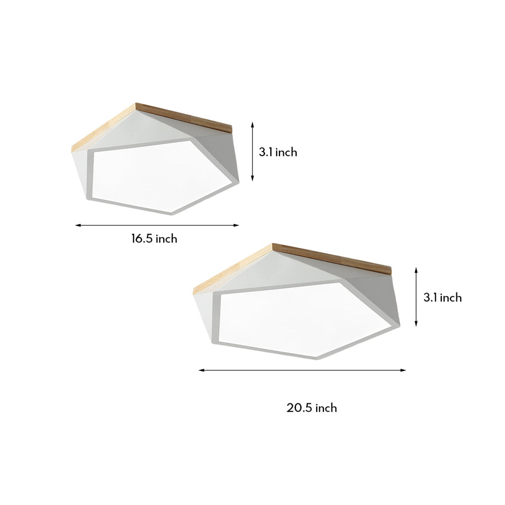 Colorful Flush Mount Ceiling Light - Nordic Geometric Wooden Lamp