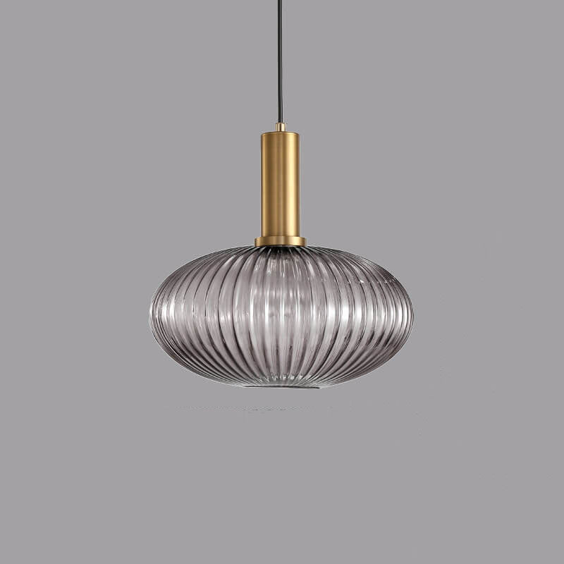 Minimalist Striped Glass Pendant Light - 1-Light Lantern Fixture