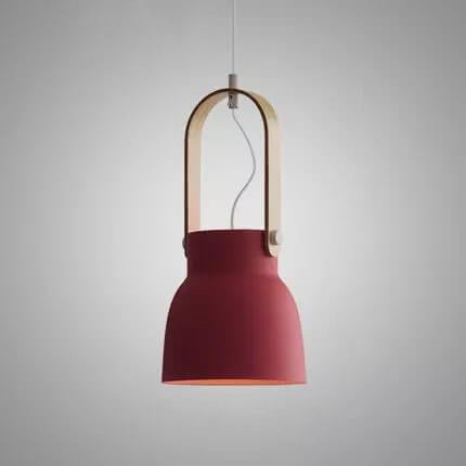 Modern Nordic Dome Wood Pendant Light with Carrying Handle