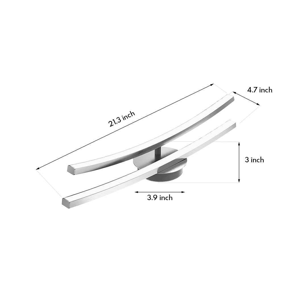 Contemporary Dual LED Strip Rotating Semi Flush Mount Ceiling Light
