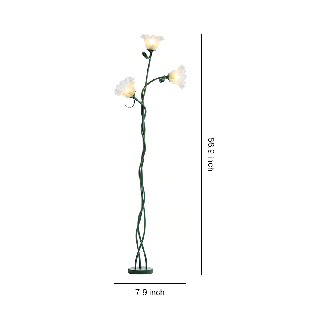 French Country Flower Floor Lamp - Green Artistic Iron Design
