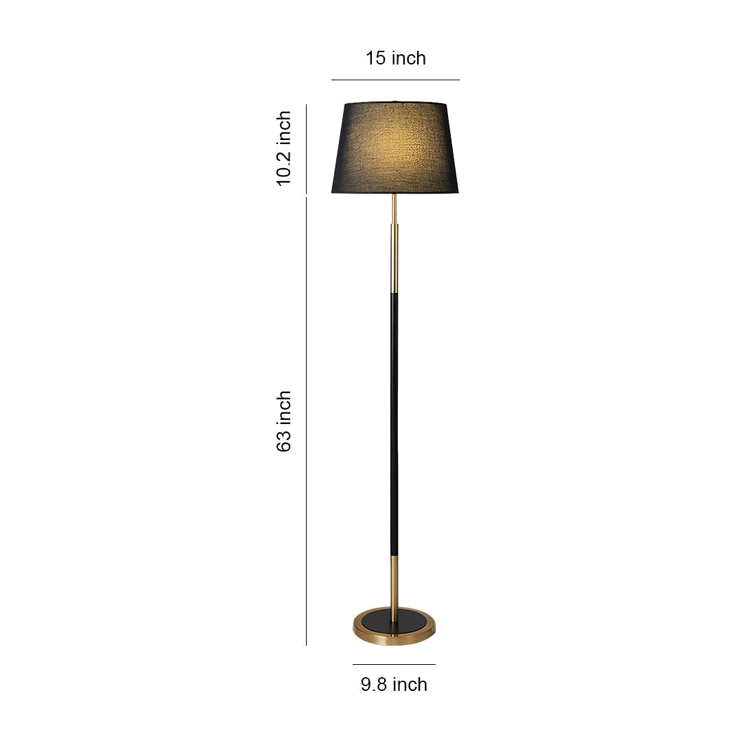 Vintage Wrought Iron Floor Lamp with Fabric Shade - Country Style Lighting