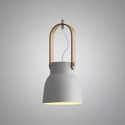 Modern Nordic Dome Wood Pendant Light with Carrying Handle