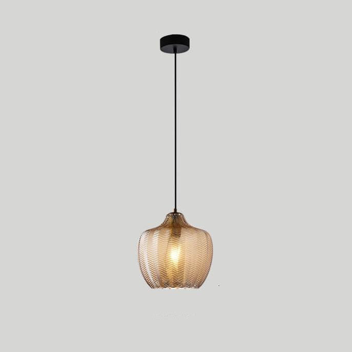 Nordic Textured Wavy Glass Pendant Light - 1-Light Barrel Fixture