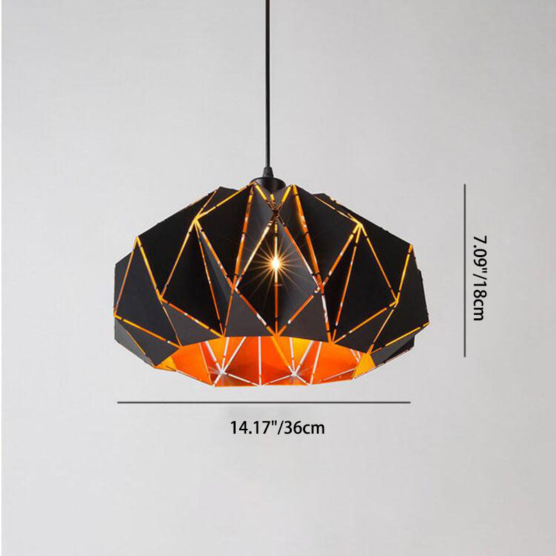 Vintage Wrought Iron Geometric Diamond Pendant Light Fixture