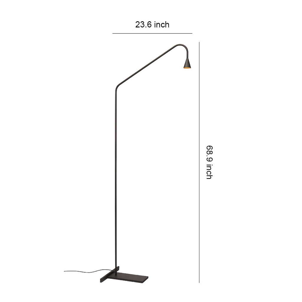 Black and Gold LED Minimalist Floor Lamp - Modern Reading Light