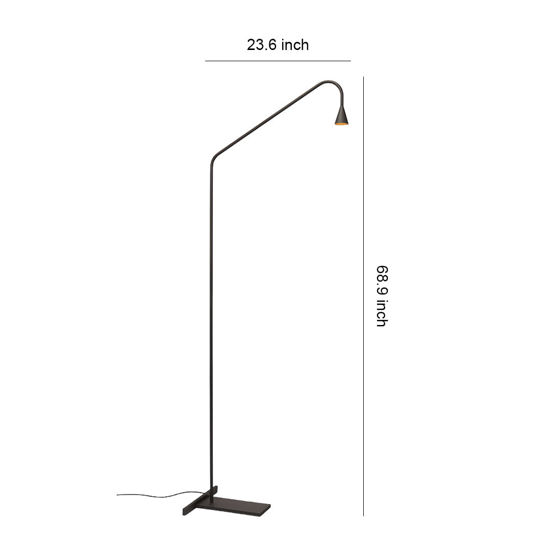 Black and Gold LED Minimalist Floor Lamp - Modern Reading Light