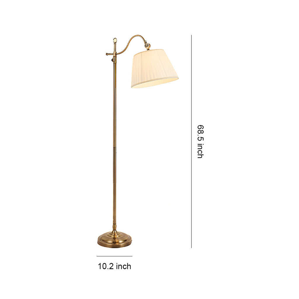 Vintage Copper Floor Lamp Adjustable Arch with Fabric Shade