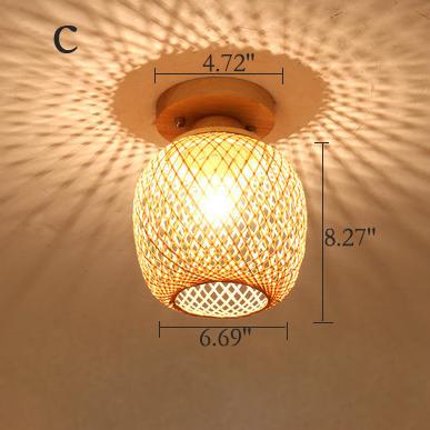 Modern Minimalist Bamboo Weaving Ceiling Lamp - Flush Mount Light Fixture