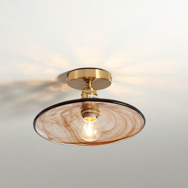 Modern Japanese Amber Glass Flush Mount Light - Multi-Style 1-Light Ceiling Fixture for Home Decor