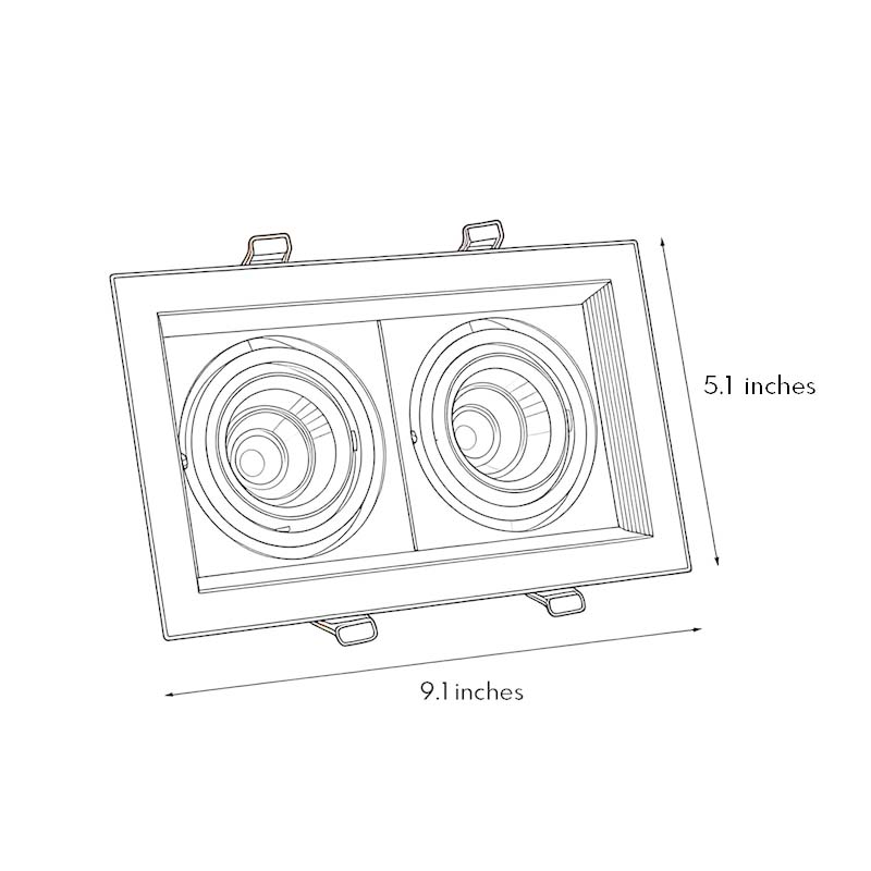 Ceiling Twin Light Adjustable Recessed Spotlight – Modern Rectangular Design