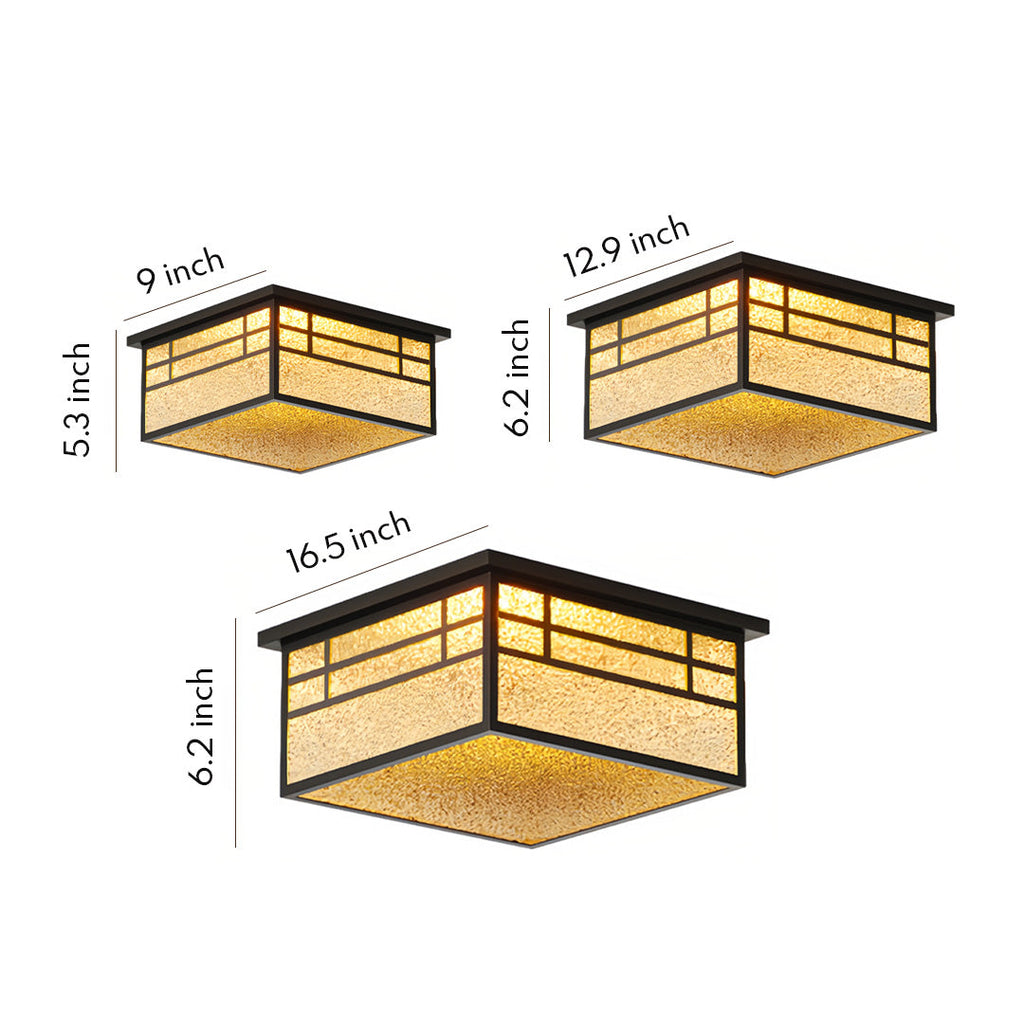 Square Waterproof Outdoor Ceiling Light - Flush Mount Courtyard Fixture