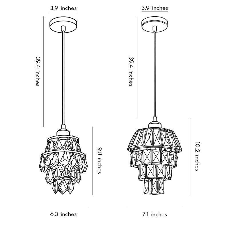 Mini Crystal Pendant Light - Modern Metal Ceiling Fixture, Contemporary Design, Elegant Hanging Light, Stylish Home Decor, Ideal for Dining Room & Kitchen