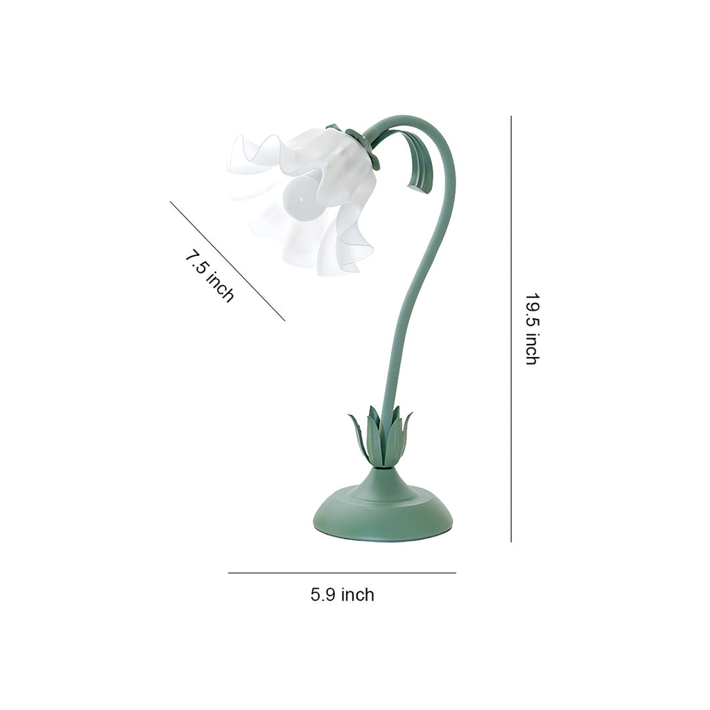 Floral Vintage Green Twistable White Glass Table Lamp - DIY French Design